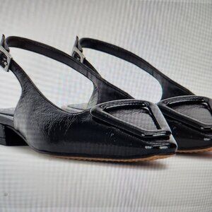 Vince Camuto Black Leather "Savy" Slingbacks. NIB. Size 6